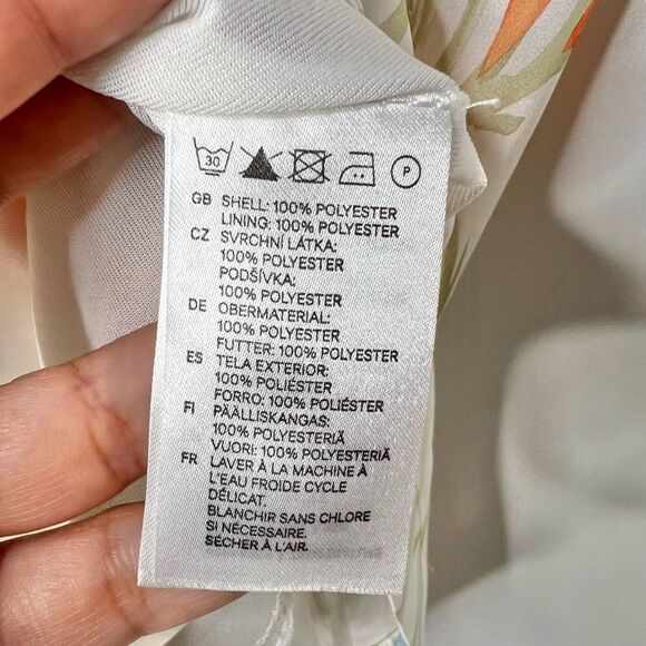 H&M Women's Satin Shift Dress Floral Hummingbird Print Size 4 Lined - Picture 8 of 11